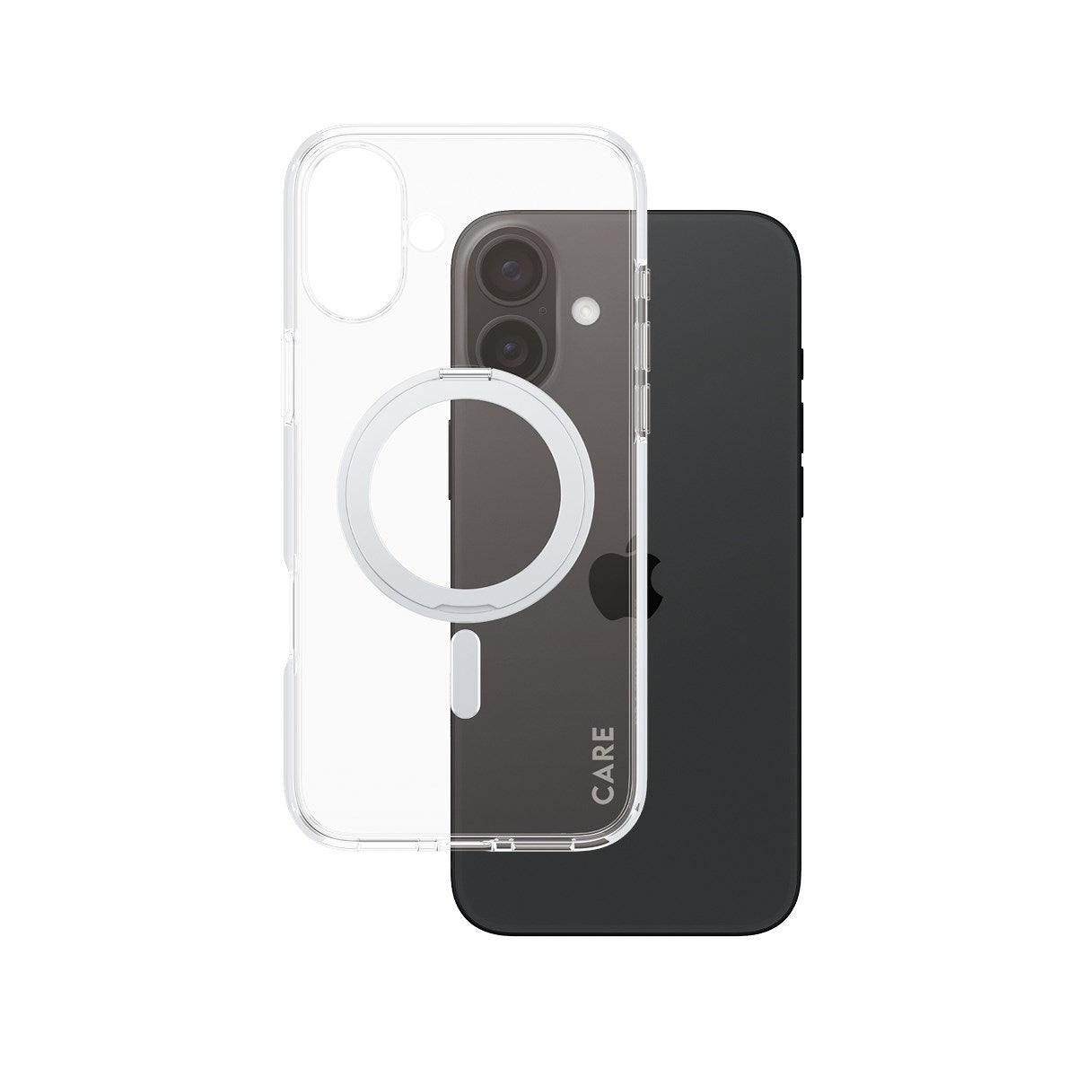 CARE by PanzerGlass® Feature Case Transparent w. Silver Kickstand & MagSafe iPhone 16 Plus